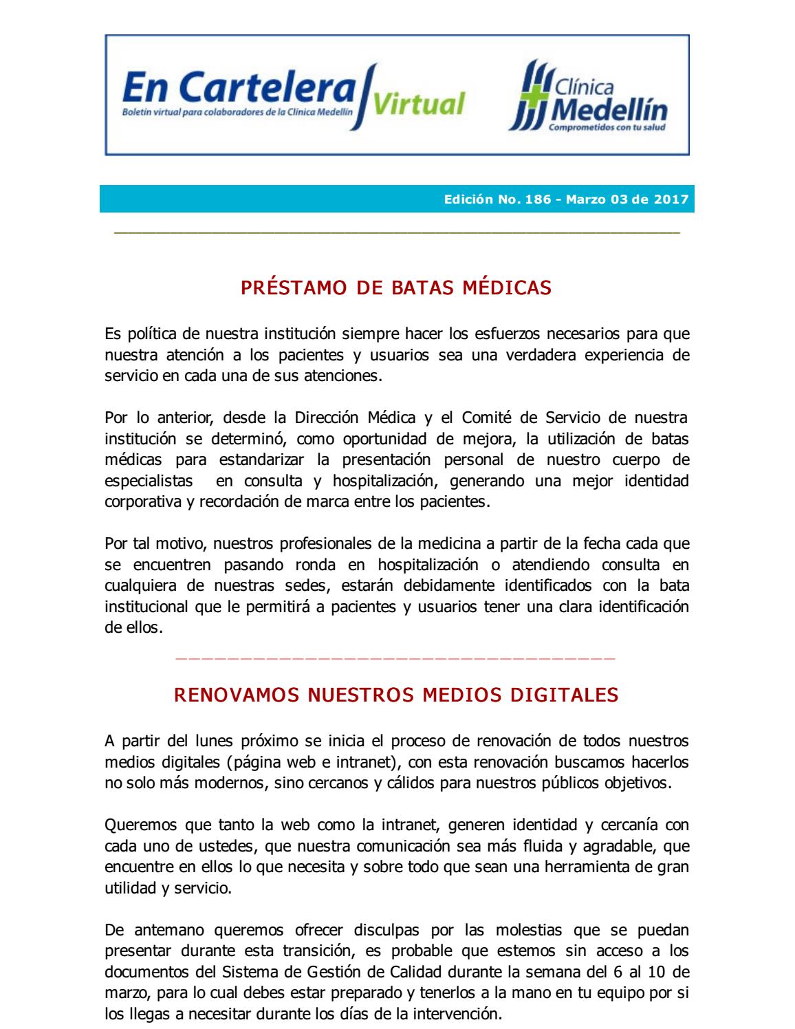 En cartelera n 186 by Clínica Medellín - Issuu