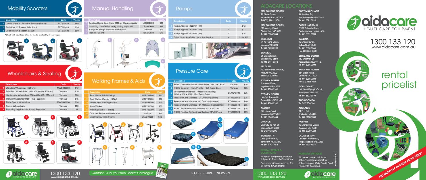 Rental Pricelist by Aidacare Issuu