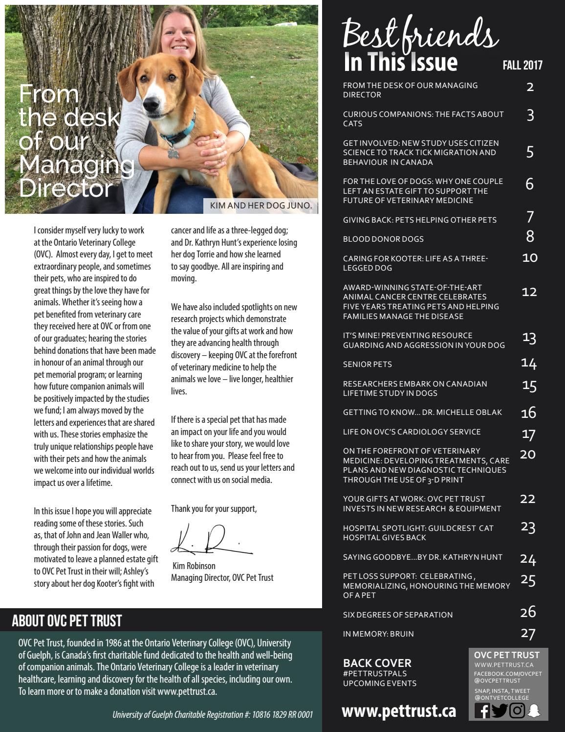 Best Friends, Pet Magazine, Ontario Veterinary College, Fall 2017 by
