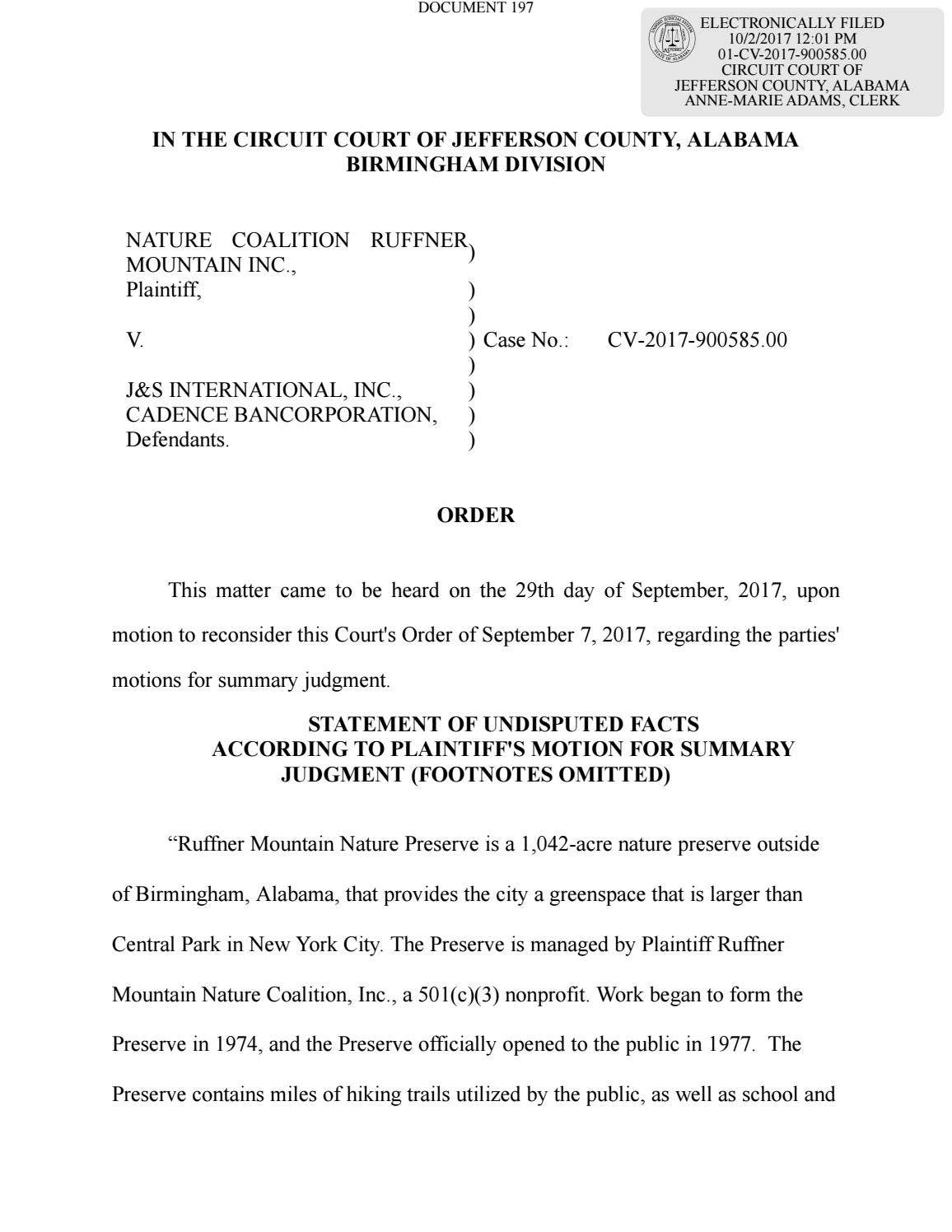 Court Order - 300 Ruffner Road by Ruffner Mountain - Issuu