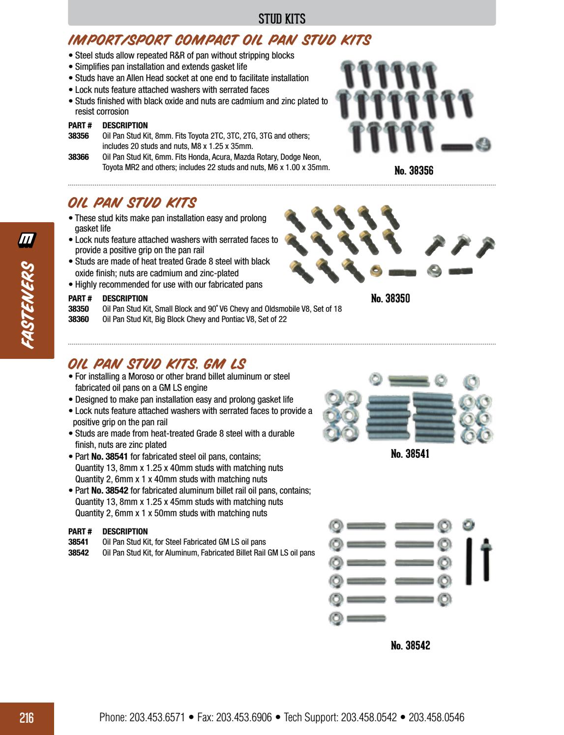 Moroso 38541 Oil Pan Stud Kit for GM LS-1