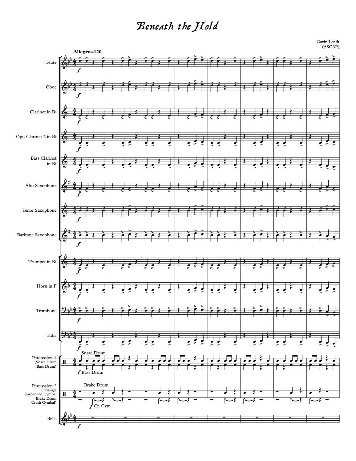 Beneath the Hold Concert Band Grade 1/2 by Gavin Lendt Issuu