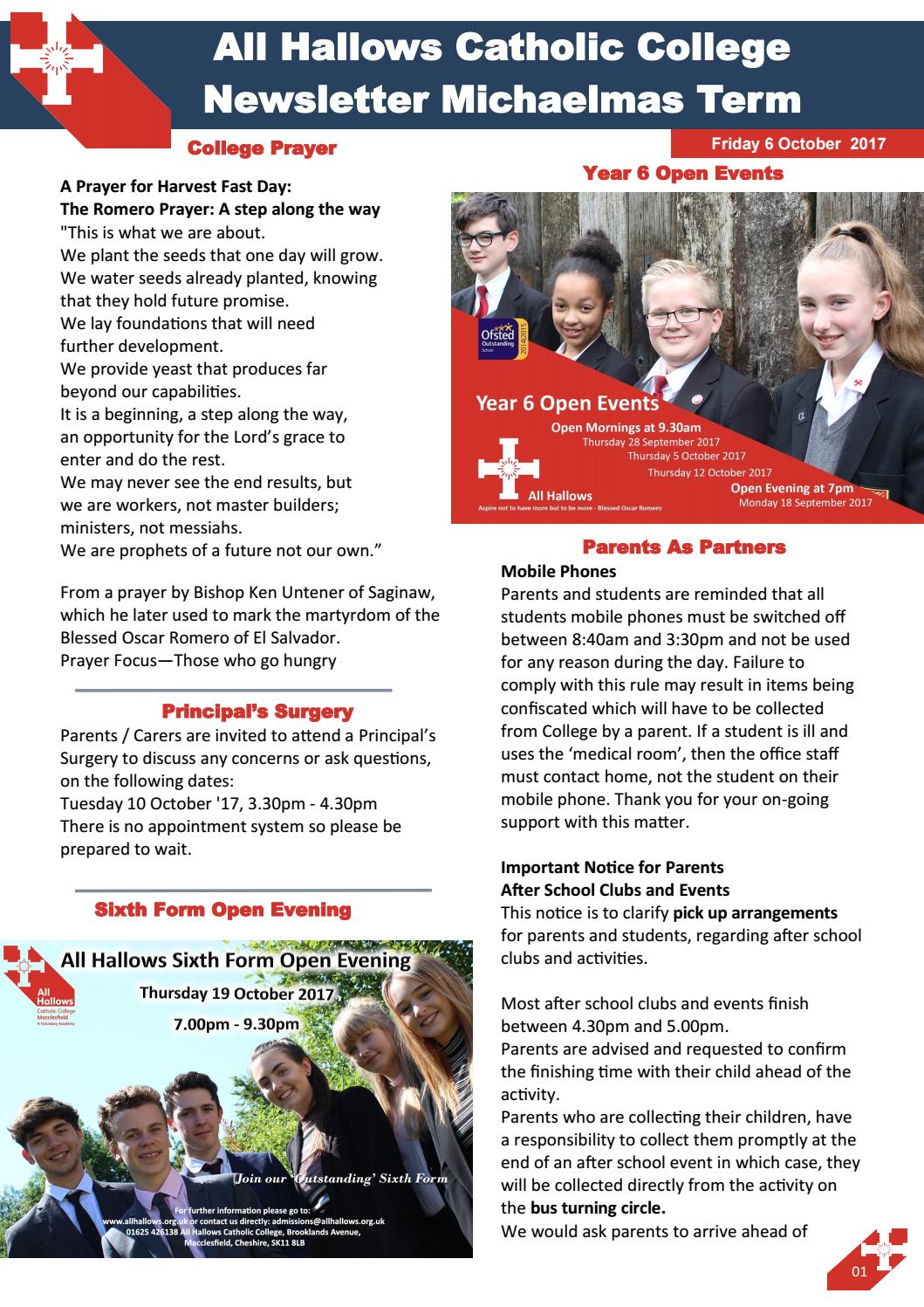 6 oct 2017 by all hallows catholic college issuu newspaper media club flyers college
