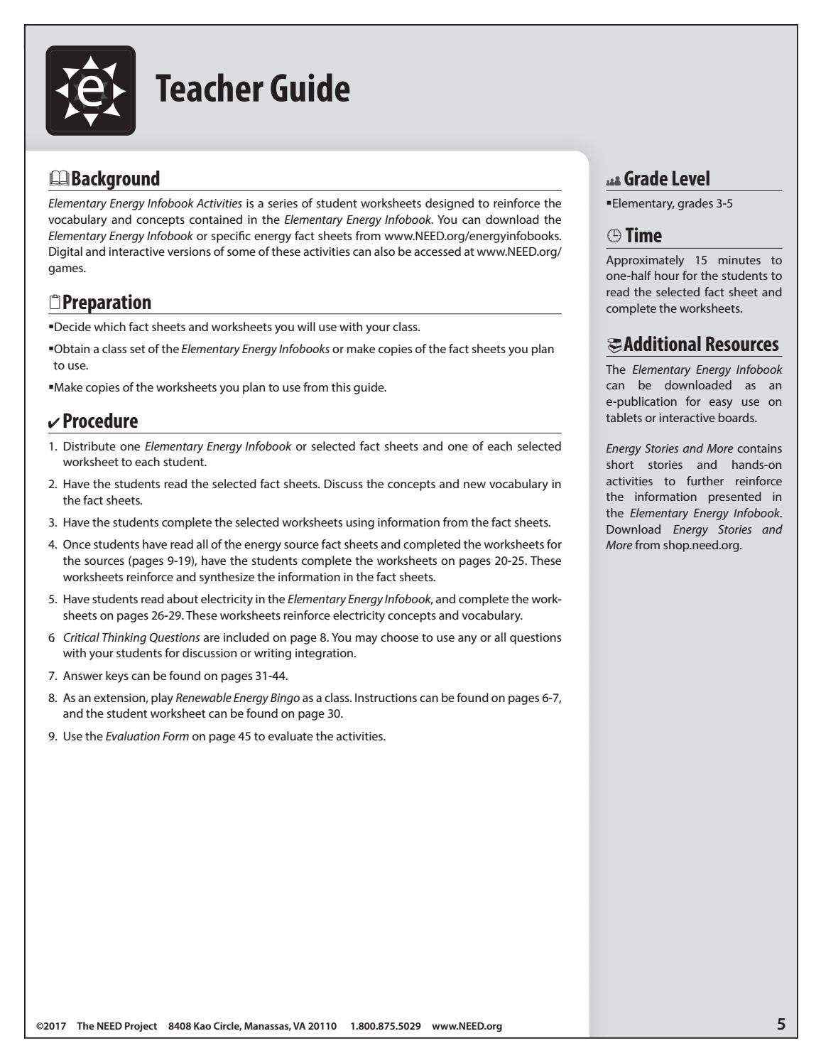 worksheet Integration Worksheet elementary energy infobook activities by need project issuu