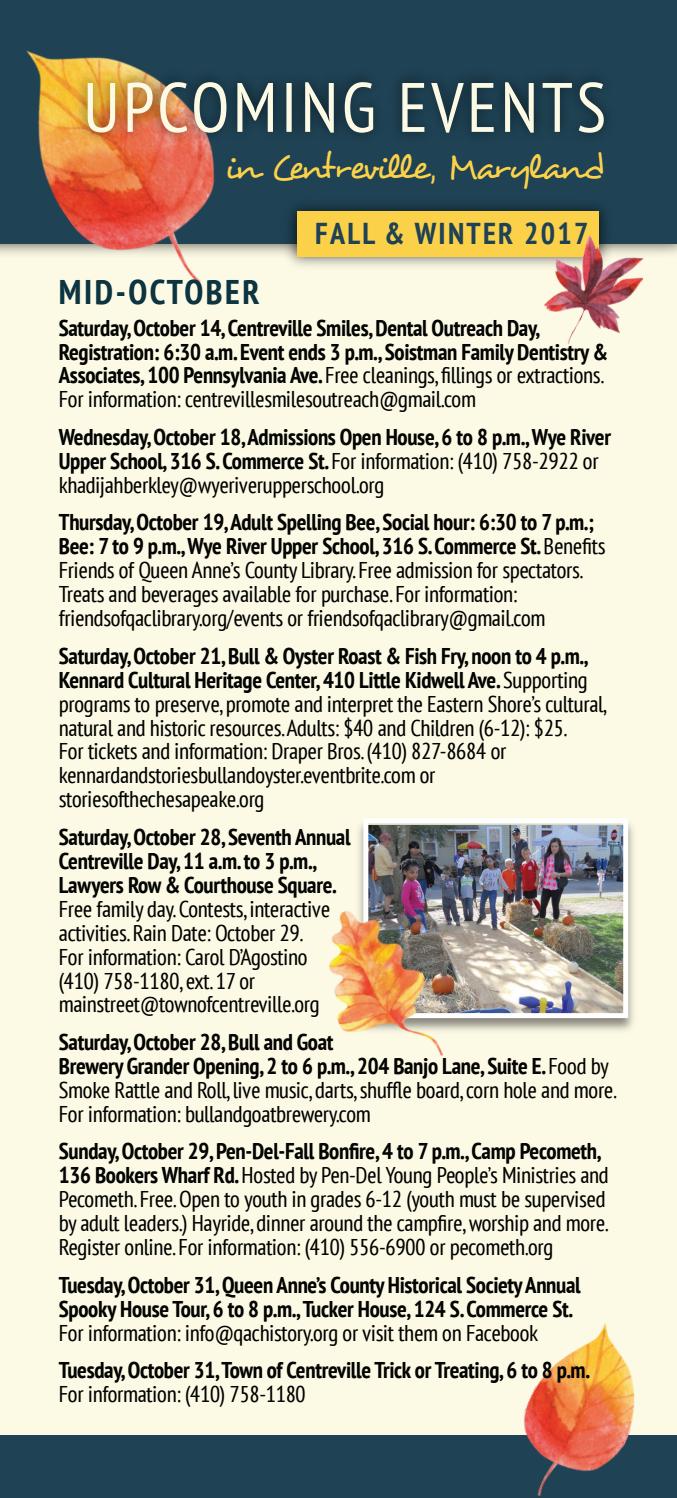 2017 Centreville, MD Fall/Winter Events Calendar by Centreville Main