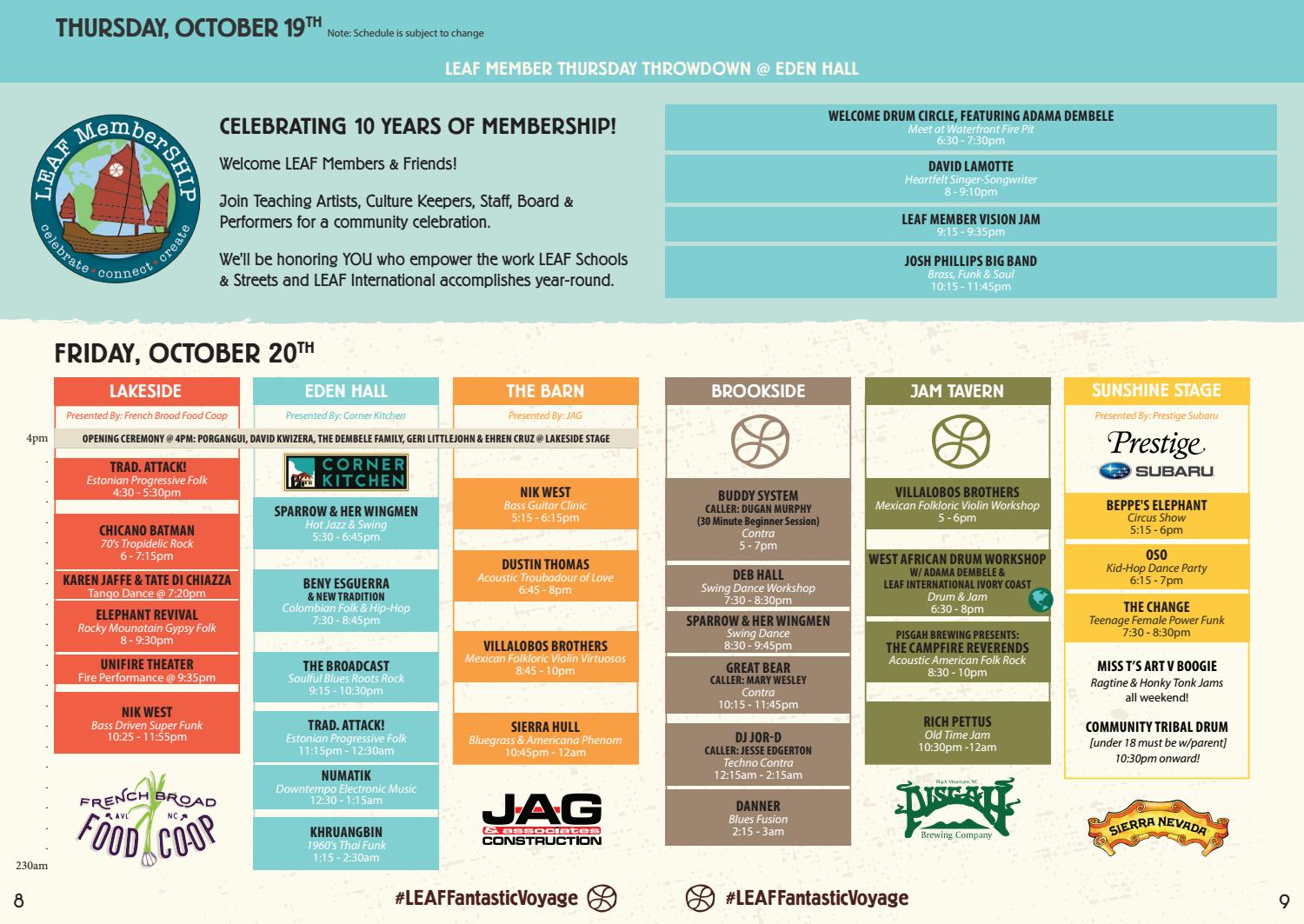 LEAF Festival Performance Schedule Fall 2017 by LEAF Global Arts Issuu