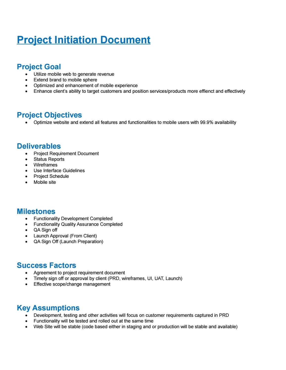 Project Initiation Document By Chance Correia Issuu