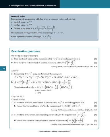 Preview Cambridge IGCSE and O Level Additional Mathematics Coursebook ...