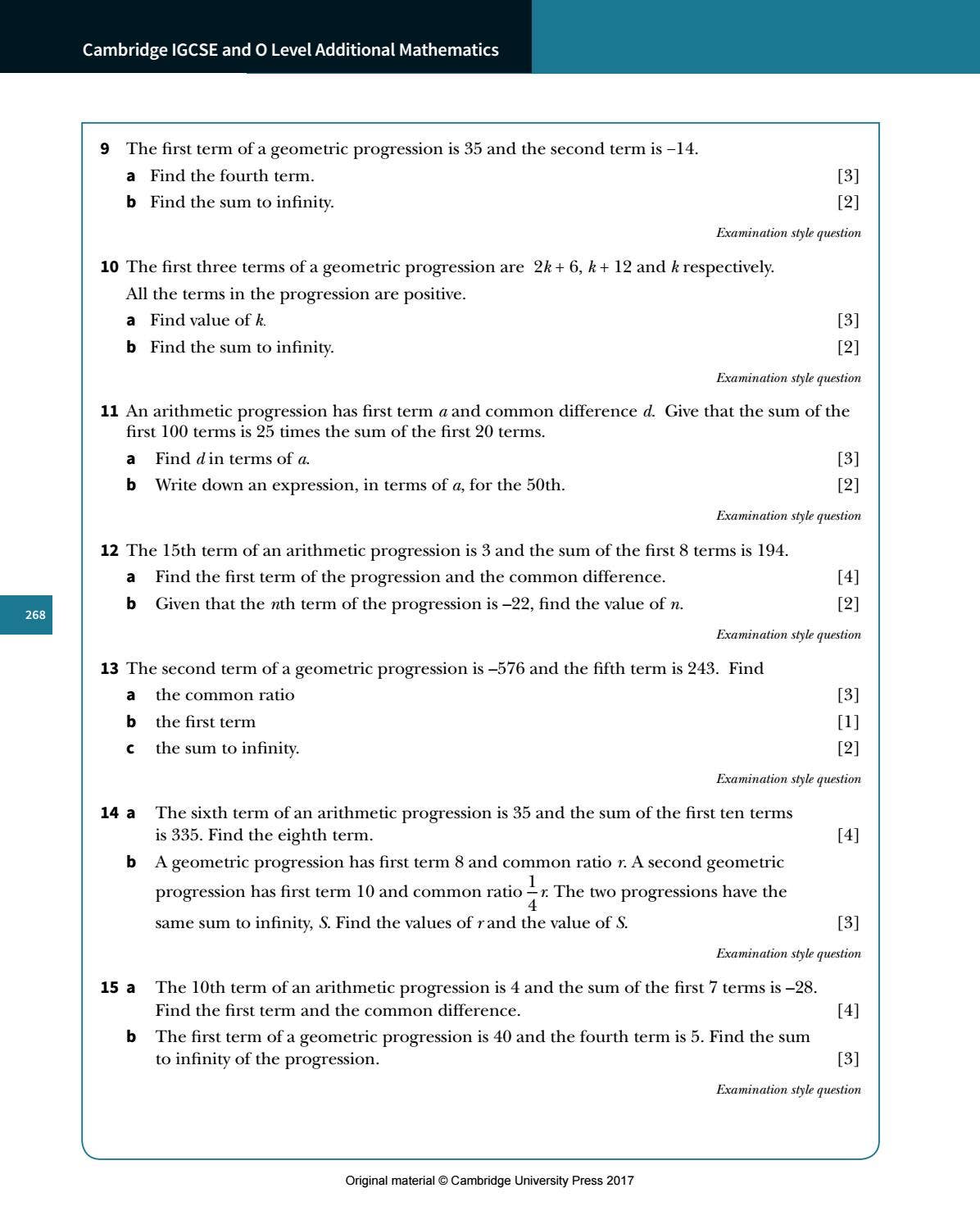 Preview Cambridge IGCSE and O Level Additional Mathematics Coursebook ...