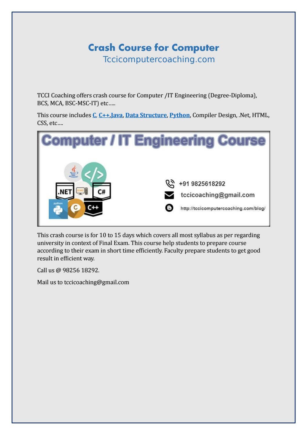 Crash course for computer tccicomputercoaching com by Rosario Riley - Issuu