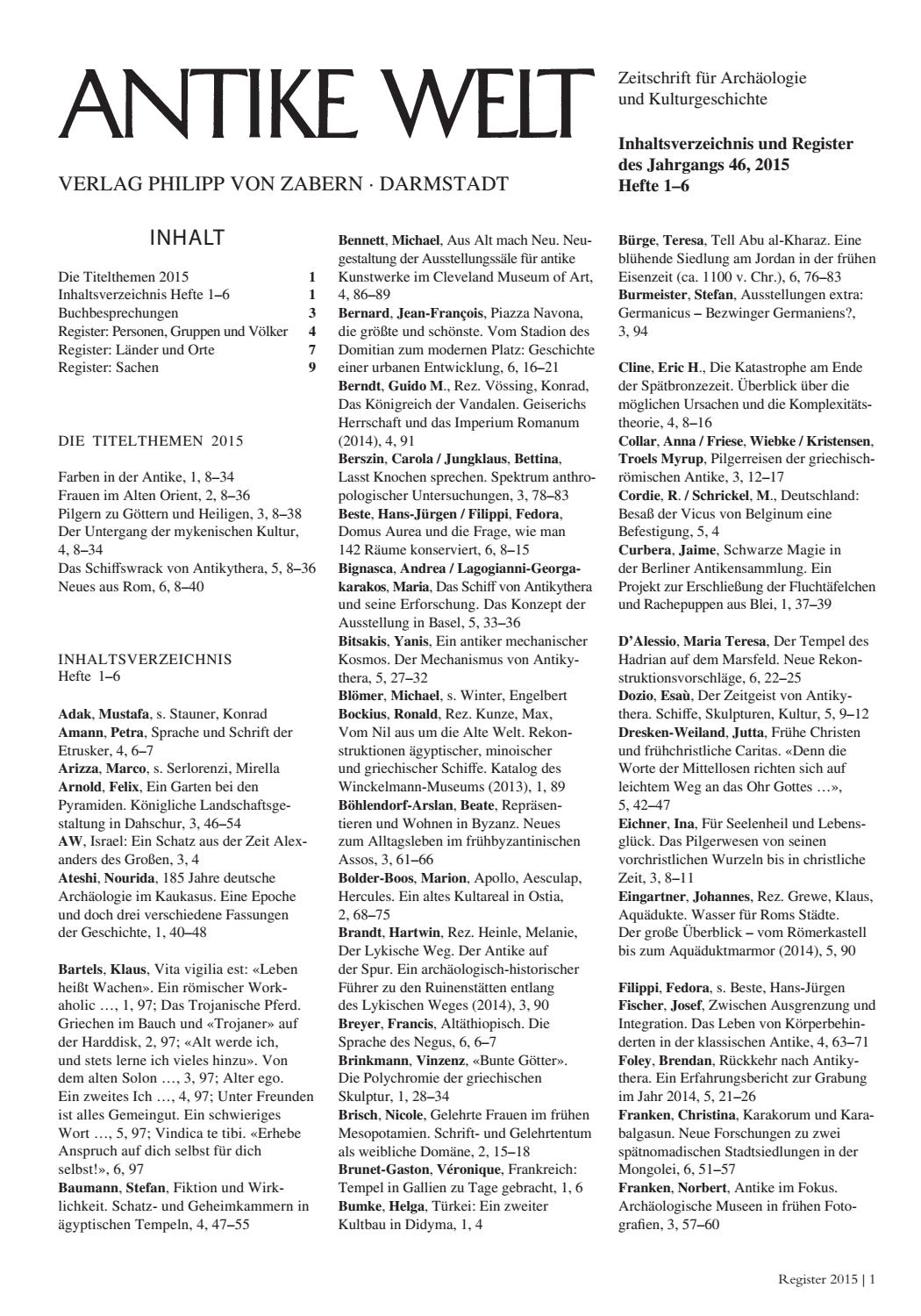Register Antike Welt 15 By Wbg Wissen Bildung Gemeinschaft Issuu