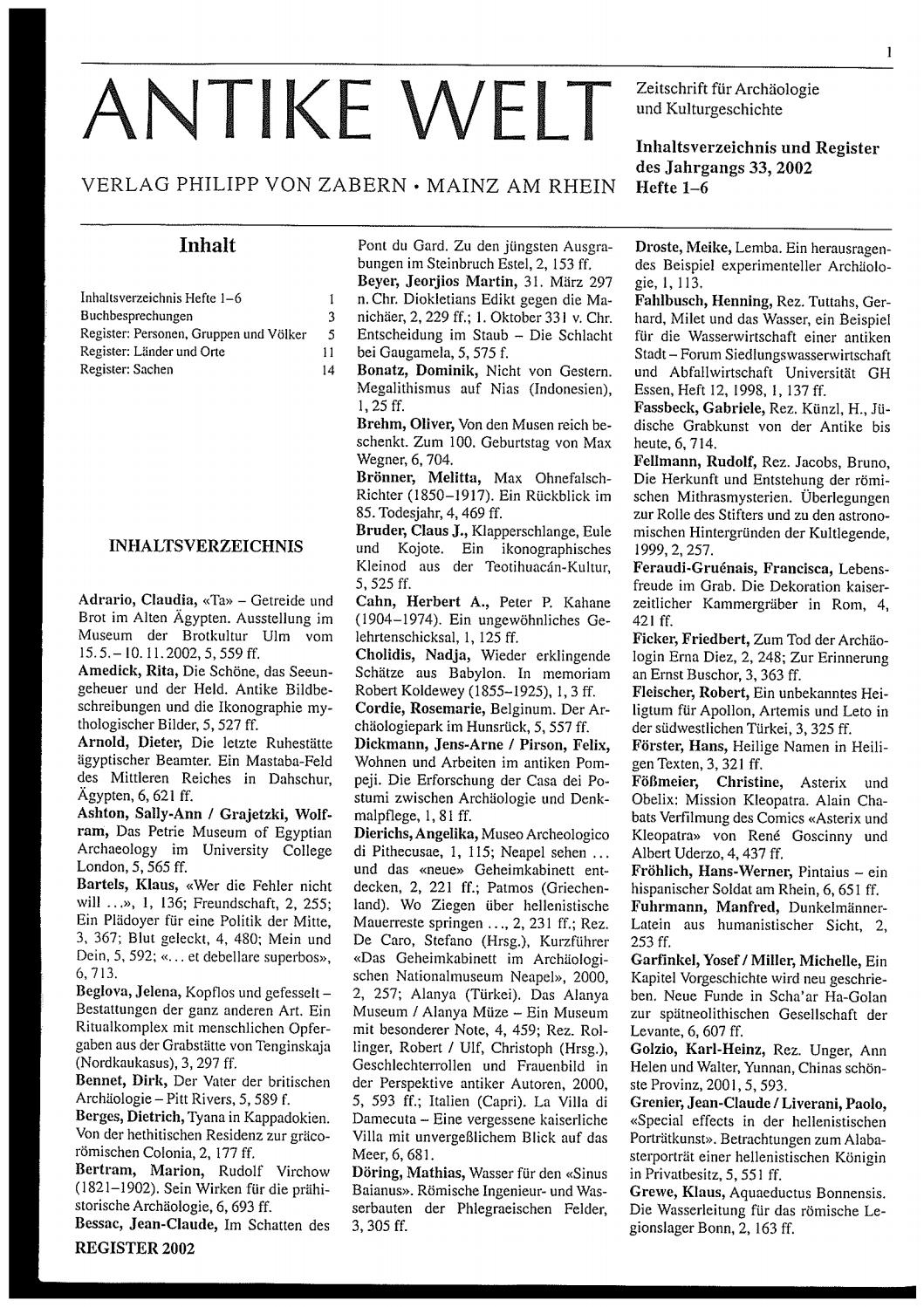 Register Antike Welt 2002 By Wbg Wissen Bildung Gemeinschaft Issuu
