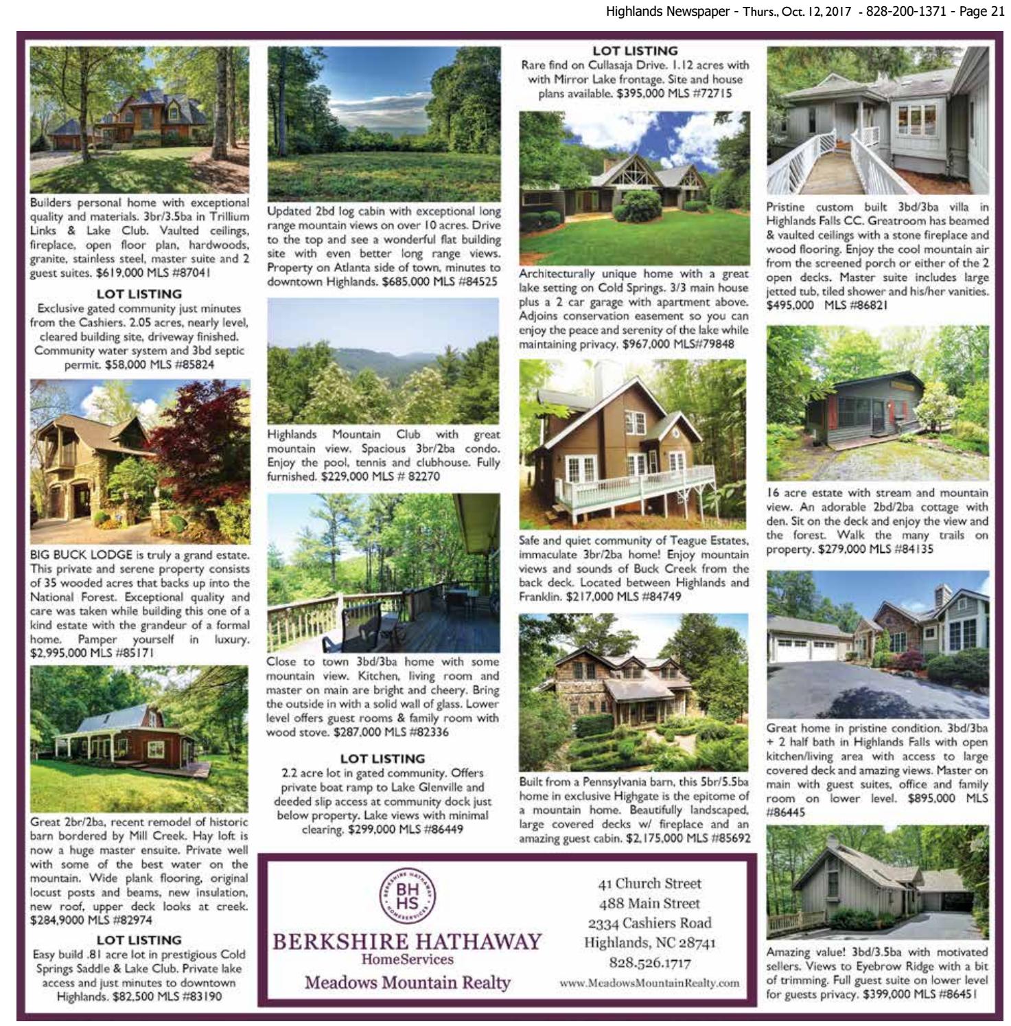Berkshire Hathaway HomeServices Meadows Mountain Realty Highlands