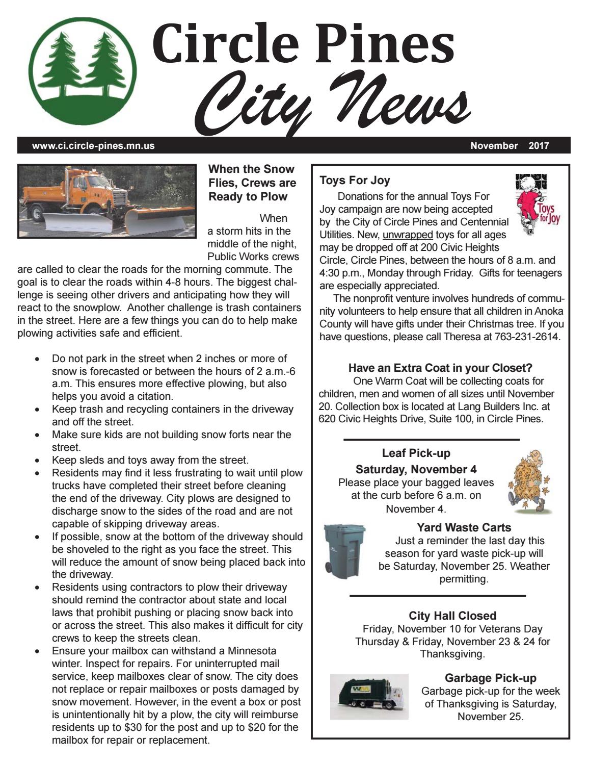 November 2018 City of Circle Pines Newsletter by City of Circle Pines