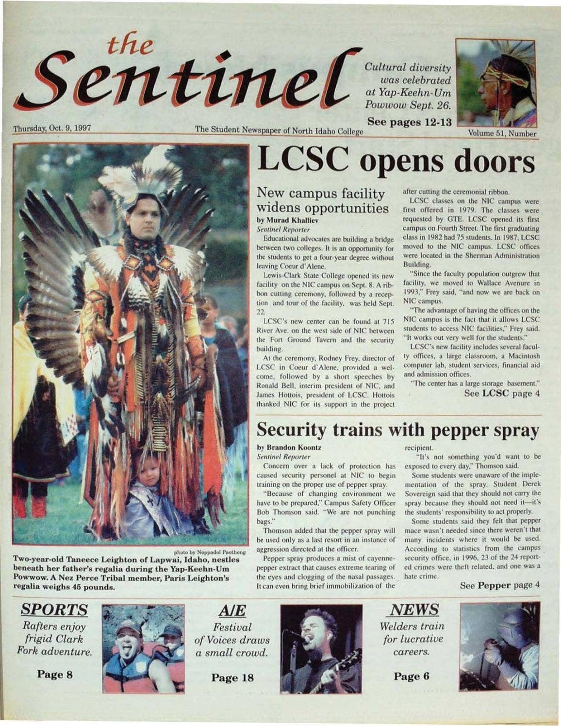 The North Idaho College Sentinel Vol 51 No 2, Oct 9, 1997 by Molstead ...