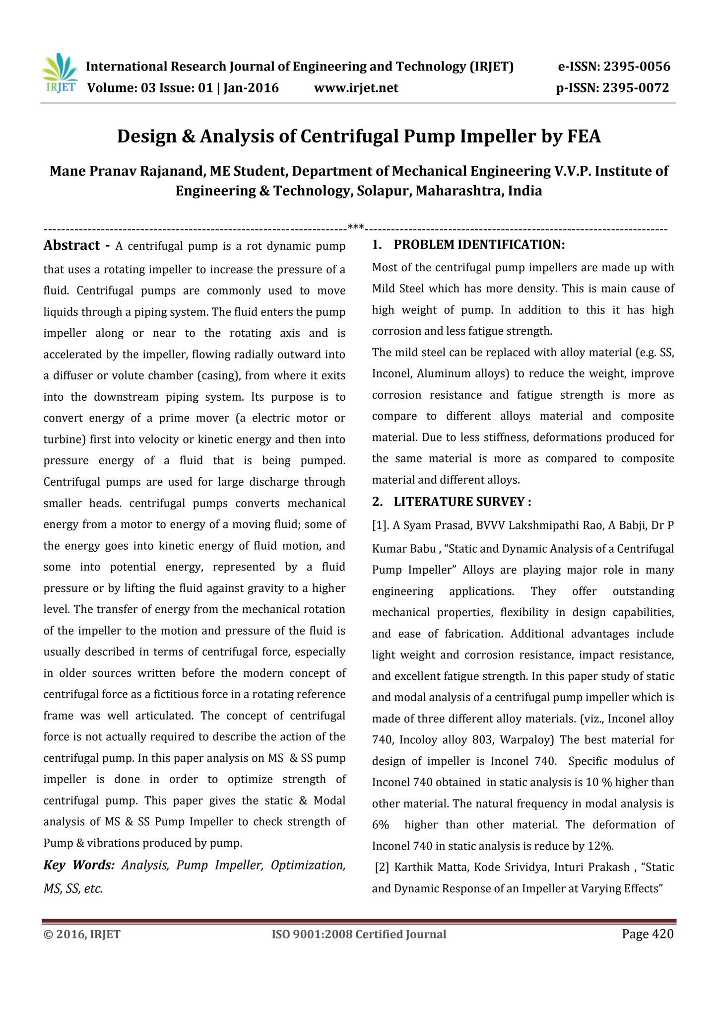 Design & Analysis of Centrifugal Pump Impeller by FEA by IRJET Journal ...