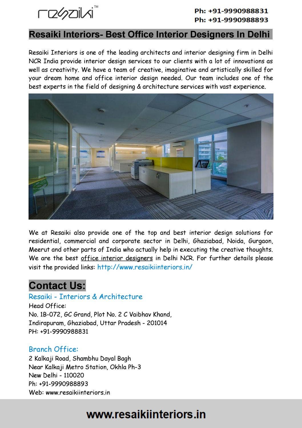 Resaiki Interiors- Best Office Interior Designers In Delhi by Resaiki ...