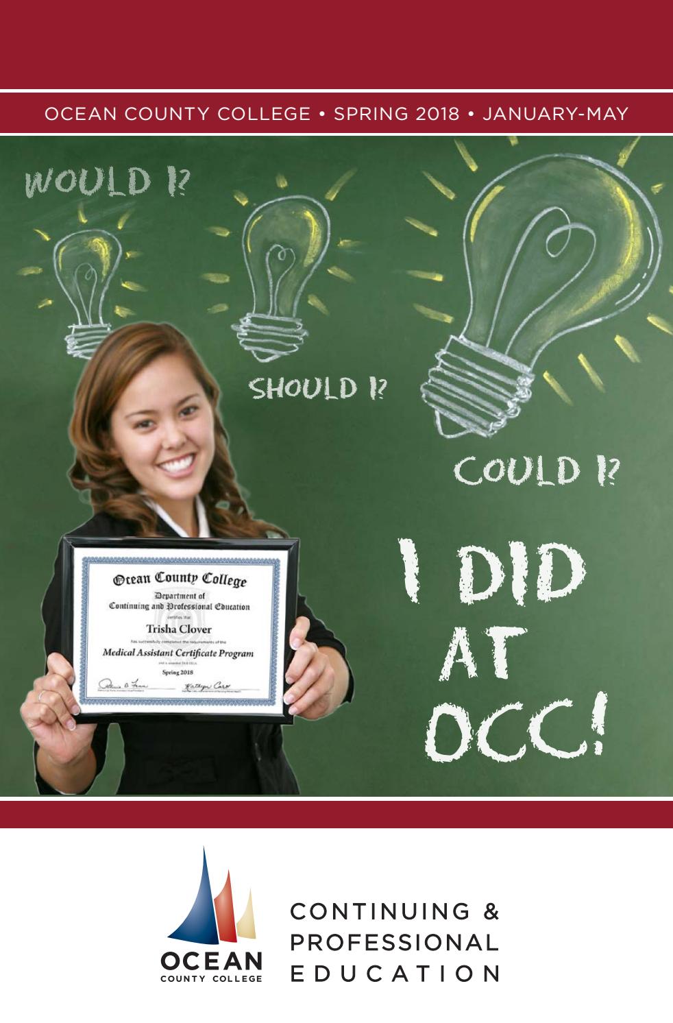 OCC Continuing Education Spring 2018 Catalog by Ocean County College