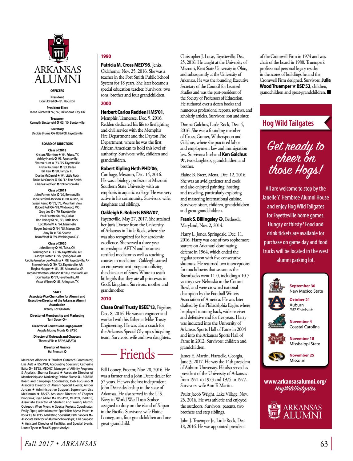 ARKANSAS: Fall 2017 by Arkansas Alumni Association - Issuu