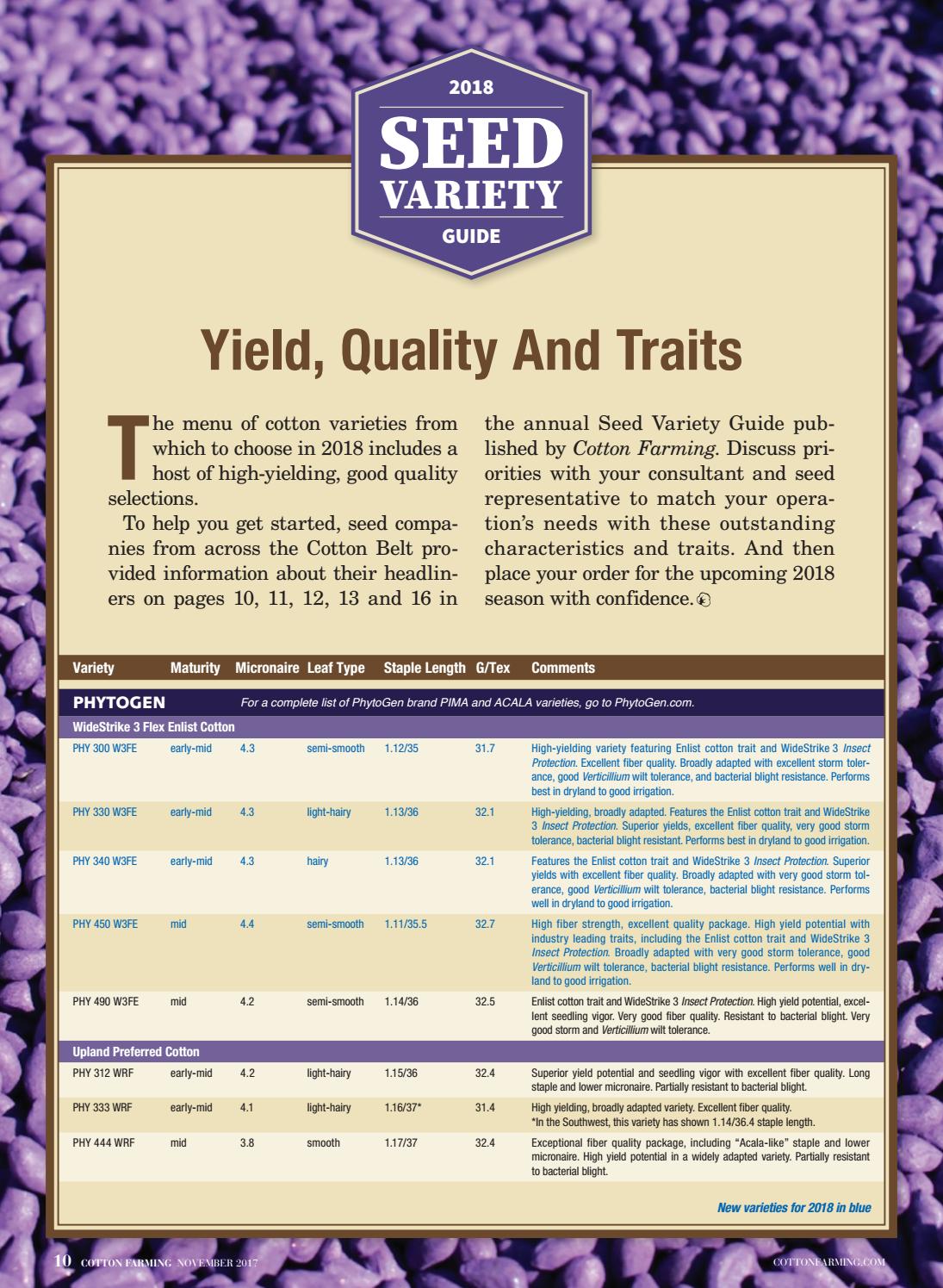 2018 Cotton Seed Variety Guide by One Grower Publishing Issuu