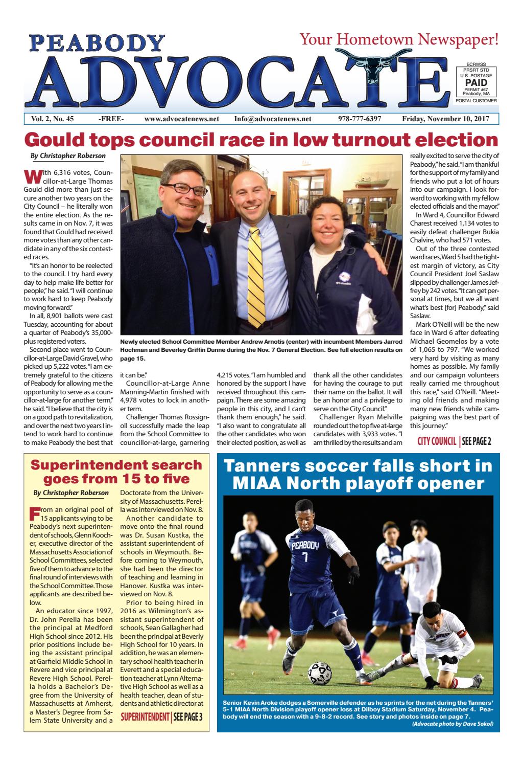 THE PEABODY ADVOCATE Friday, November 10, 2017 by Mike Kurov Issuu