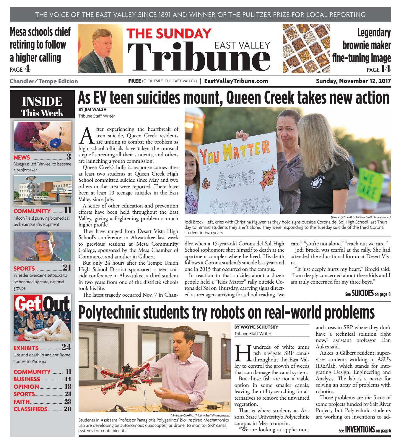 East Valley Tribune Chandler Tempe November 12 2017 By Times