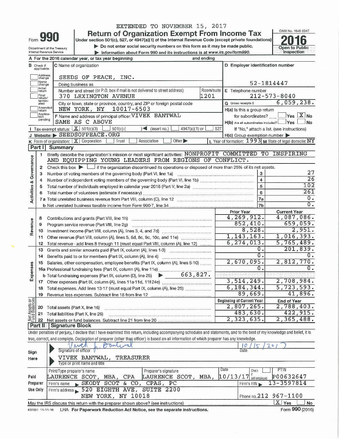 2016 return form 990 by Seeds of Peace - Issuu