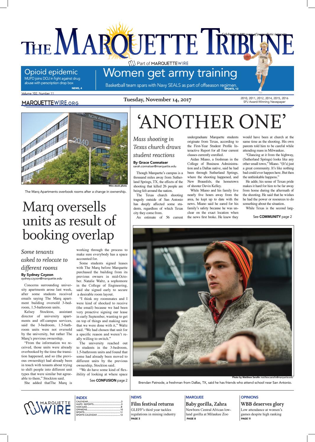 The Marquette Tribune Tuesday , Nov. 14, 2017 by Marquette Tribune