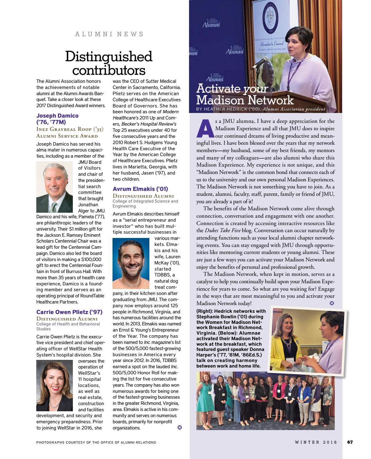 Madison Magazine: Winter 2018 by James Madison University - Issuu