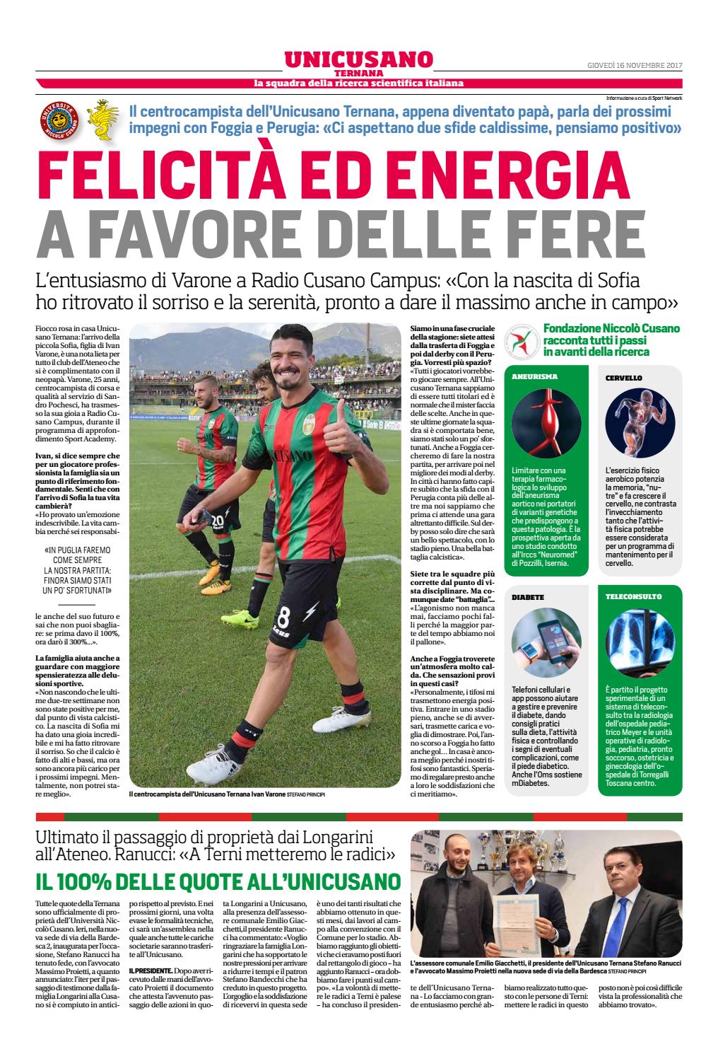 Unicusano ternana 20171116 by UniCusano Università Niccolò Cusano Issuu