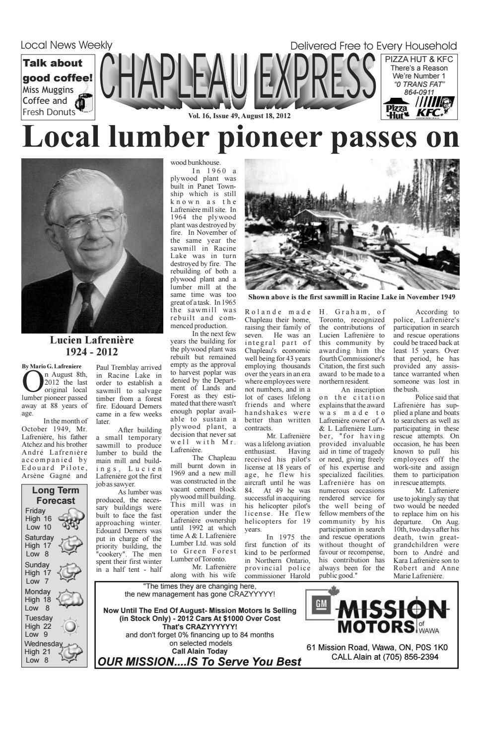 08182012 August 18 2012 by The Chapleau Express Issuu