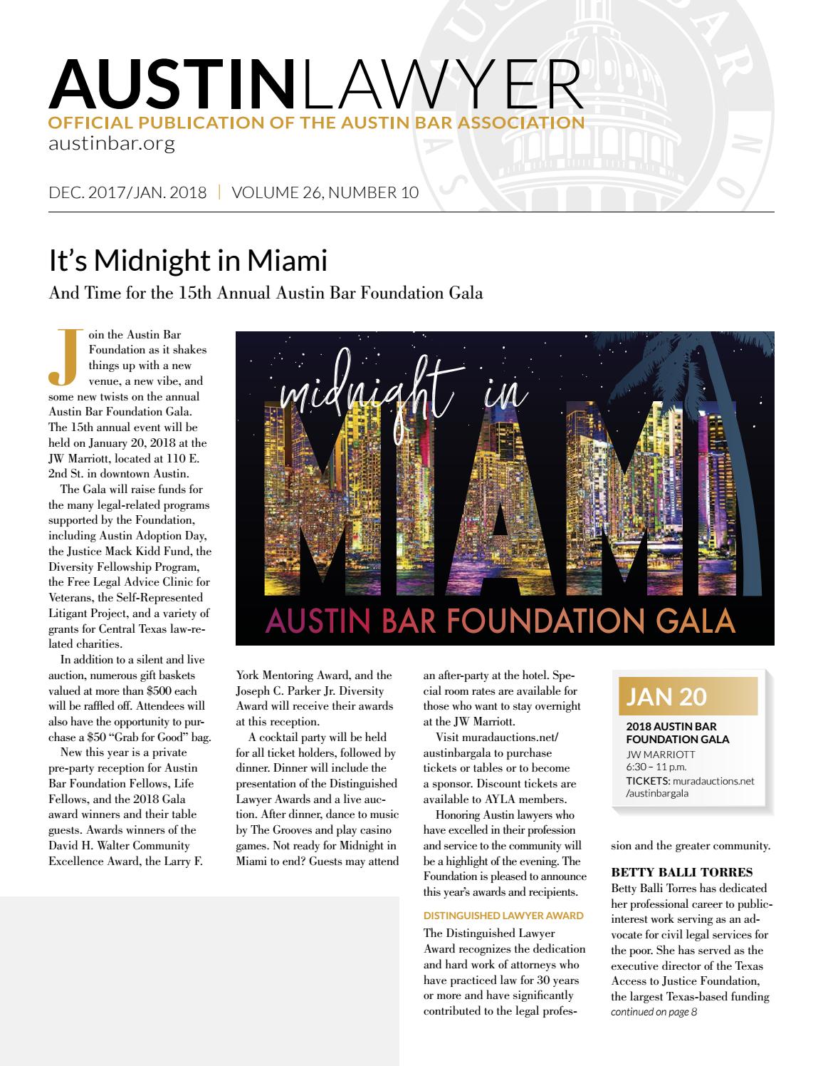 Austin Lawyer, Dec. 2017/Jan. 2018 by Austin Bar Association Issuu