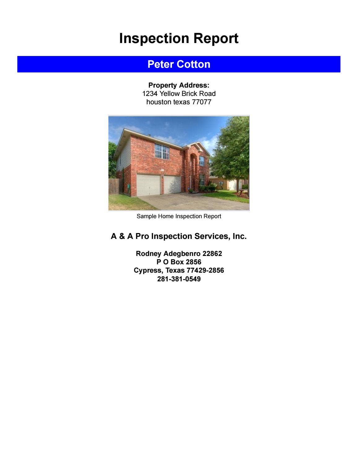 Pro Core Inspection Report Example Sample Inspection Report by A&A Pro Inspection Services Inc. - Issuu