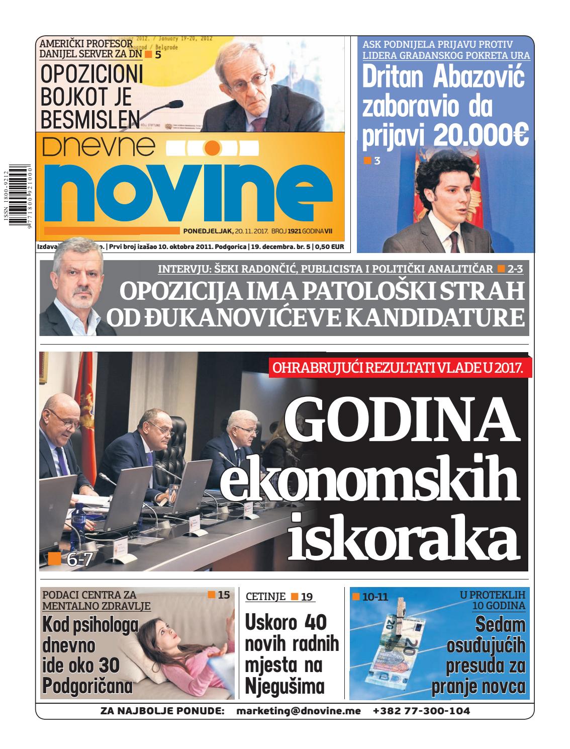 Dnevne novine 20. novembar 2017. by Dnevne Novine - Issuu