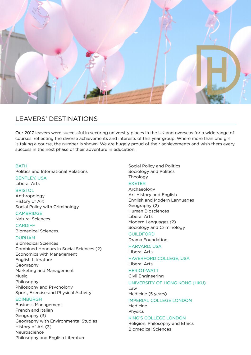 Downe House Leavers' Destinations by Downe House School Issuu