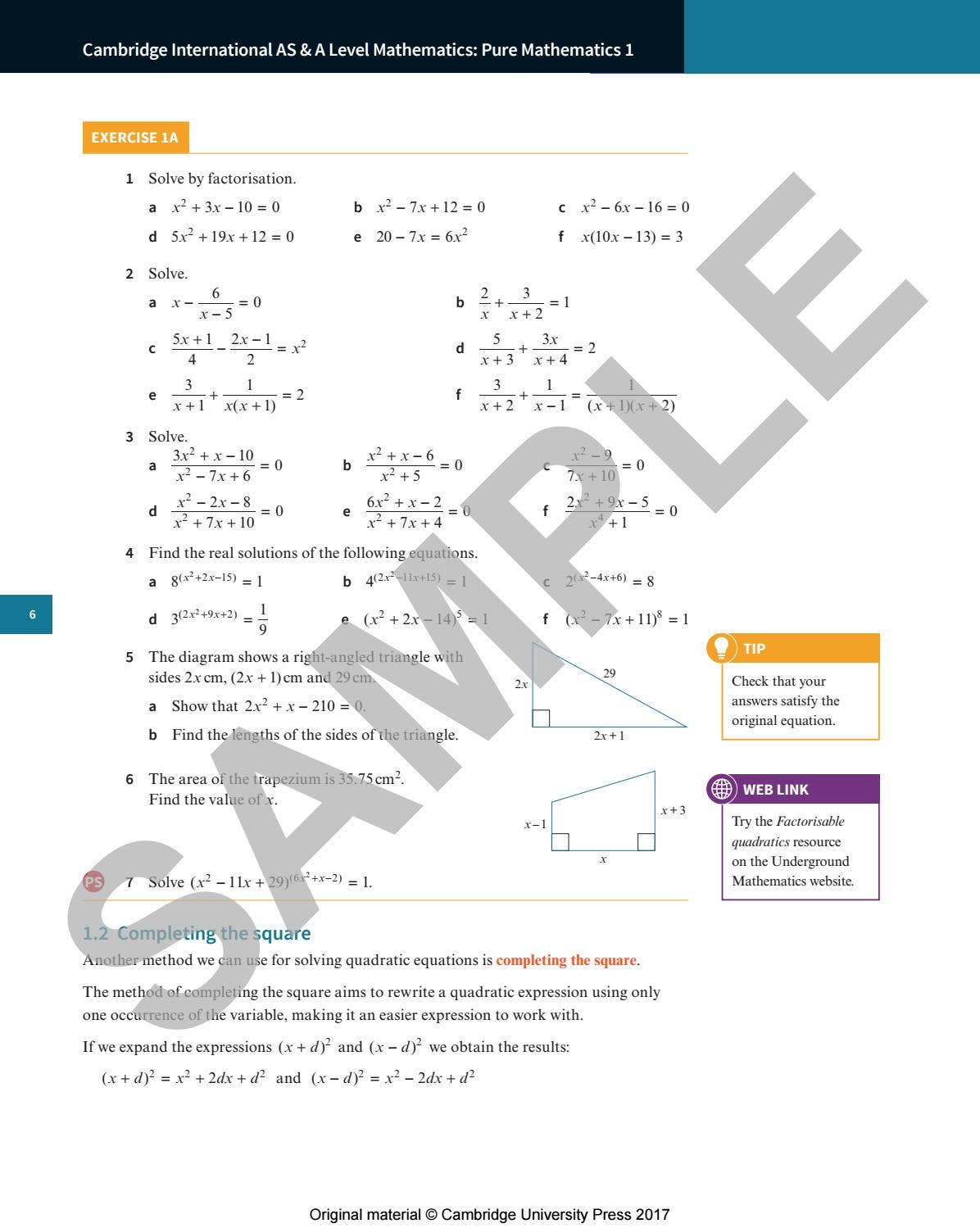 Preview Cambridge International AS and A Level Pure Mathematics 1 ...