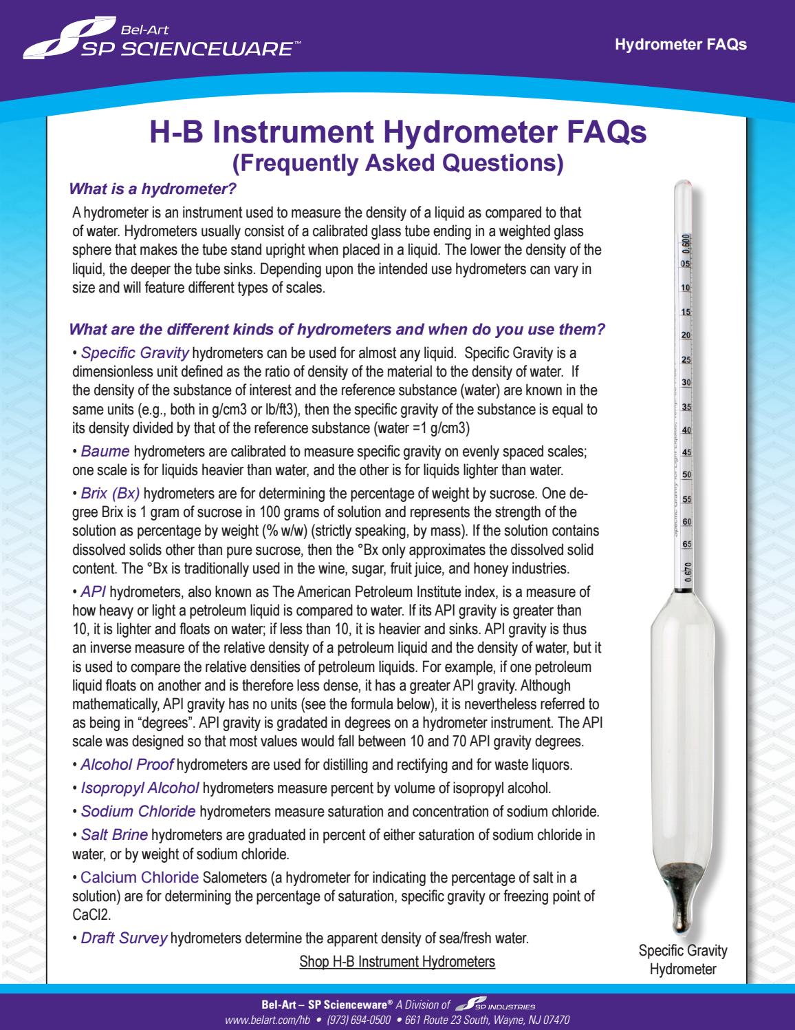 HB Hydrometer FAQs by SP Scientific Products Issuu