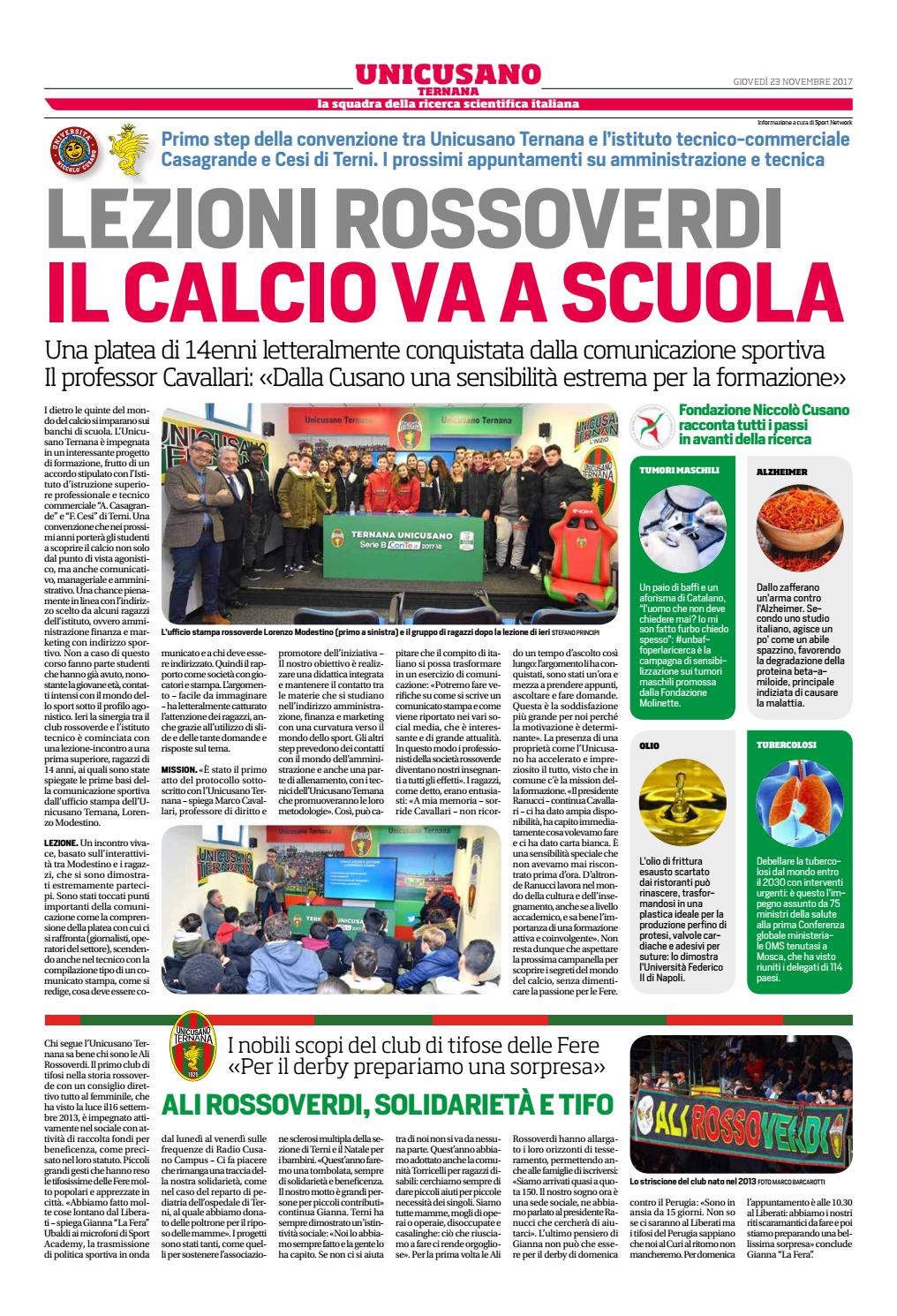 Unicusano ternana 20171123 by UniCusano Università Niccolò Cusano Issuu
