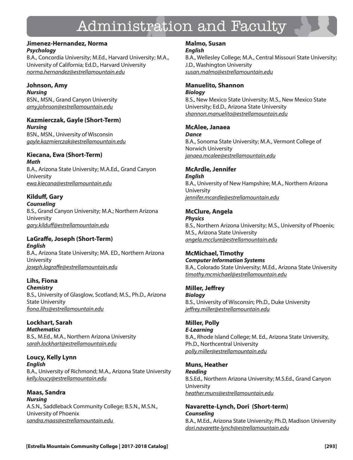 Estrella Mountain Community College Academic Catalog 20172018 by The