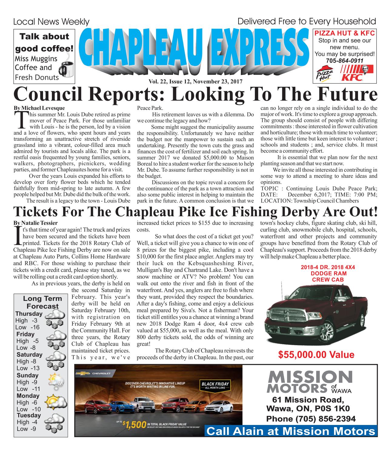 11232017 November 23 2017 by The Chapleau Express Issuu