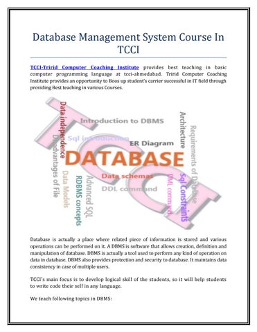 Database management system course in tcci by Rosario Riley - Issuu