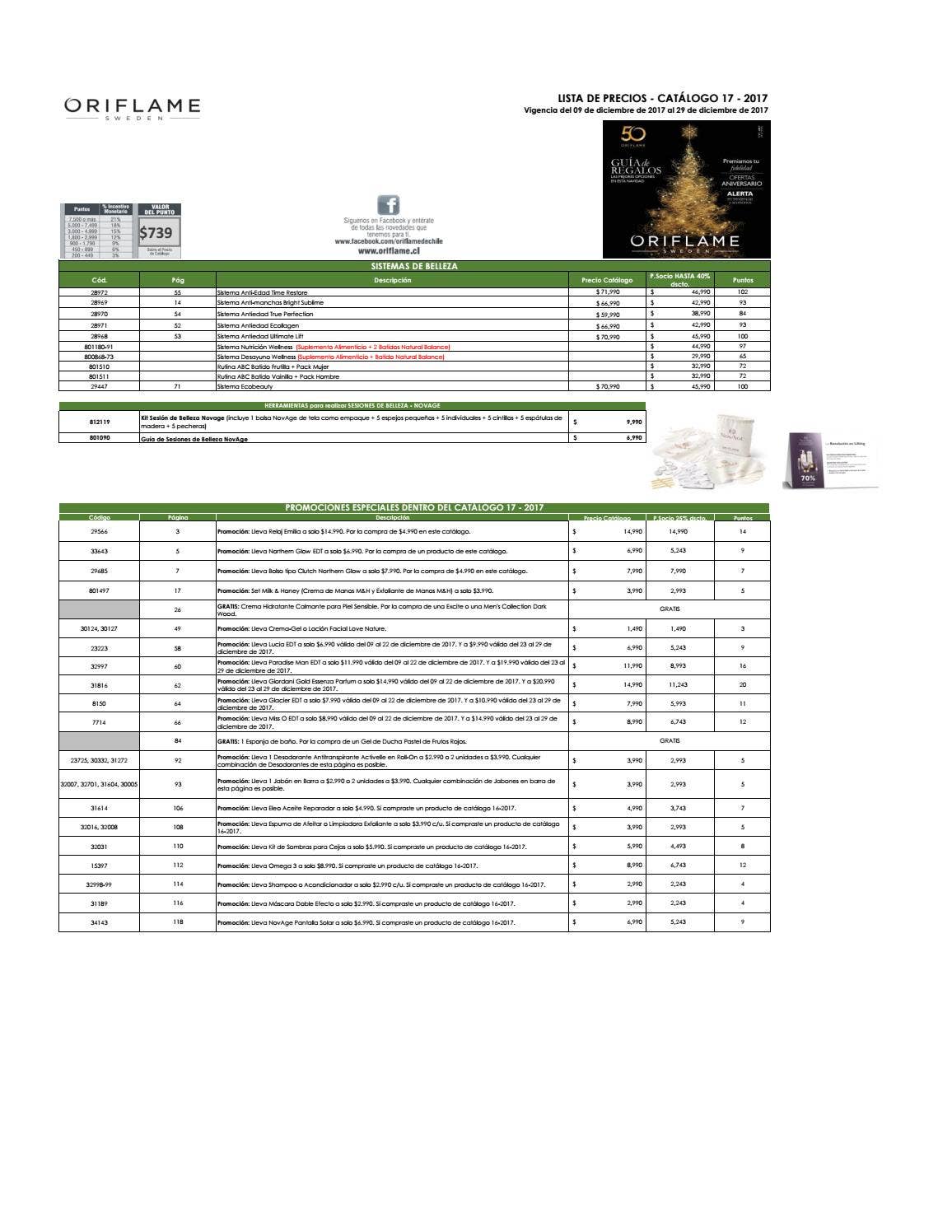 Listaprecios c17 cl by Oriflame Latinoamérica Issuu