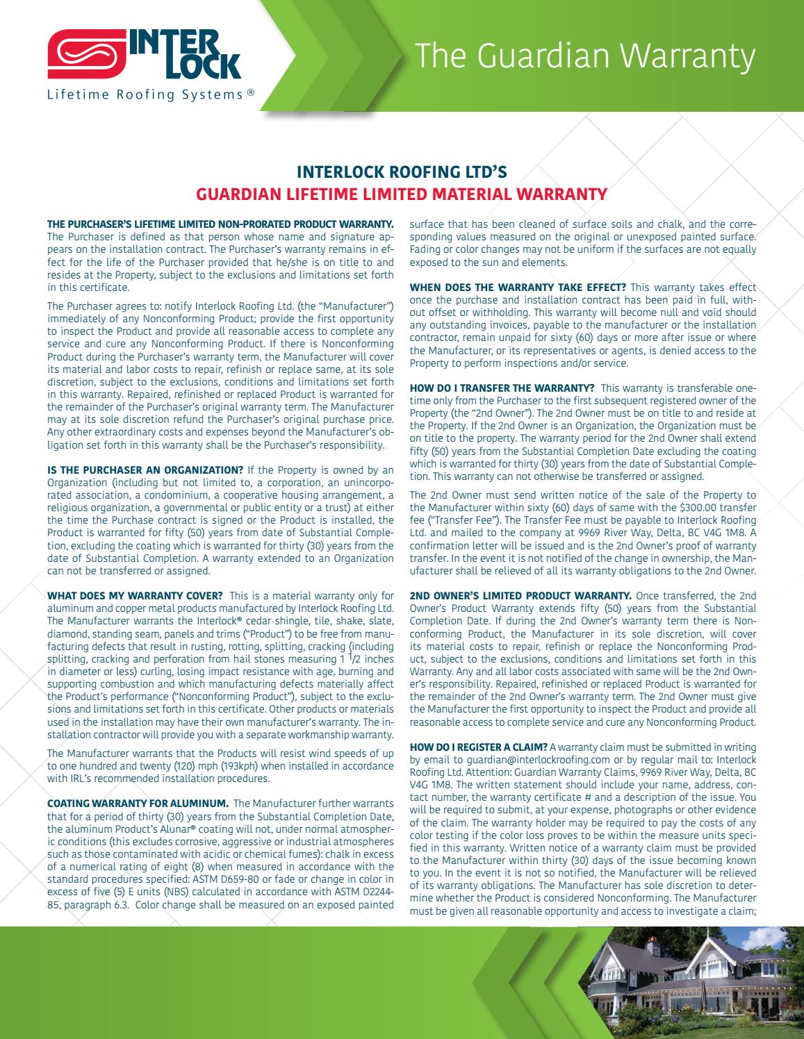Interlock warranty certificate 4018 6 by Interlock Metal Roofing Issuu