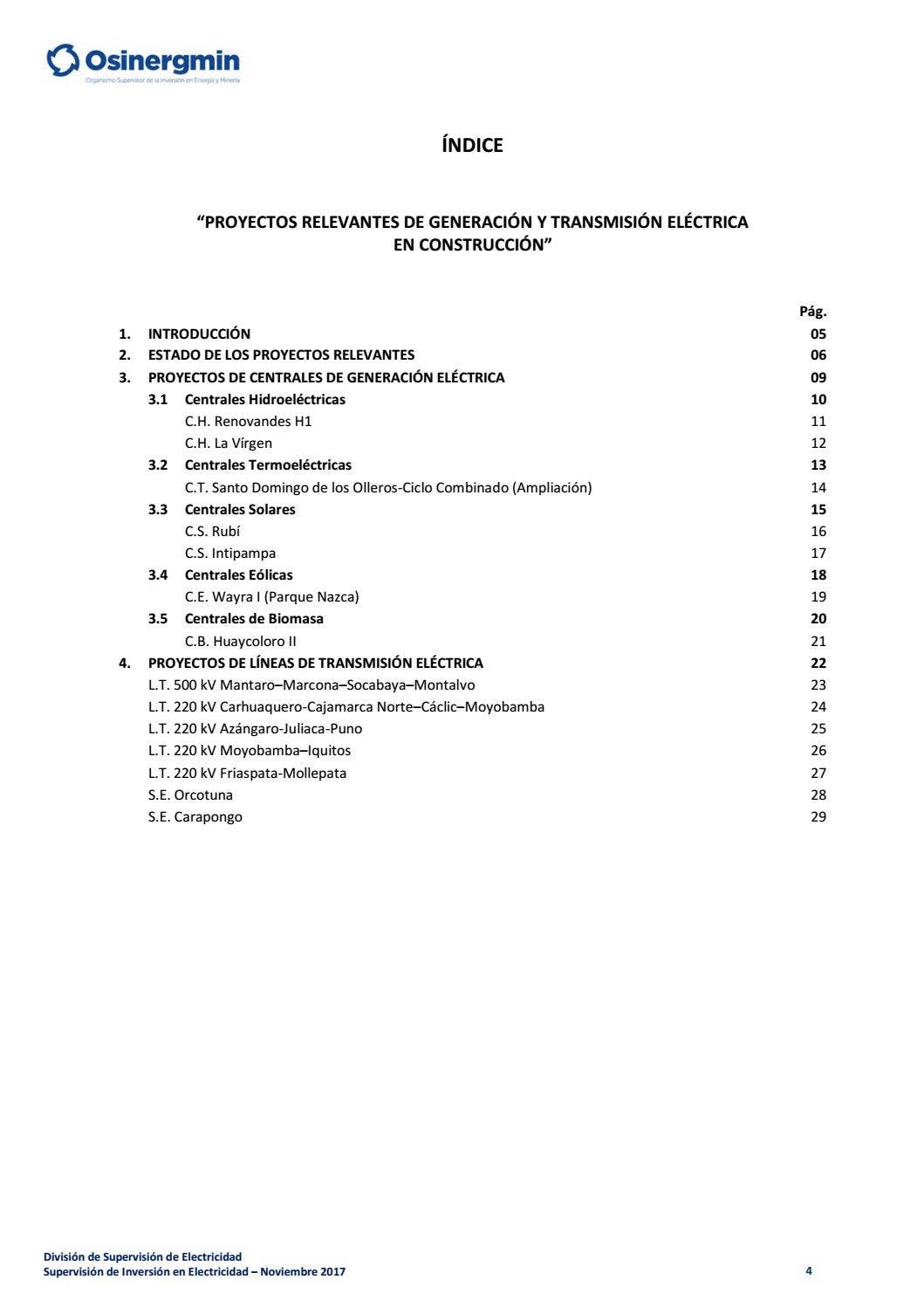 Proyectos relevantes de generación y transmisión de energía en ...