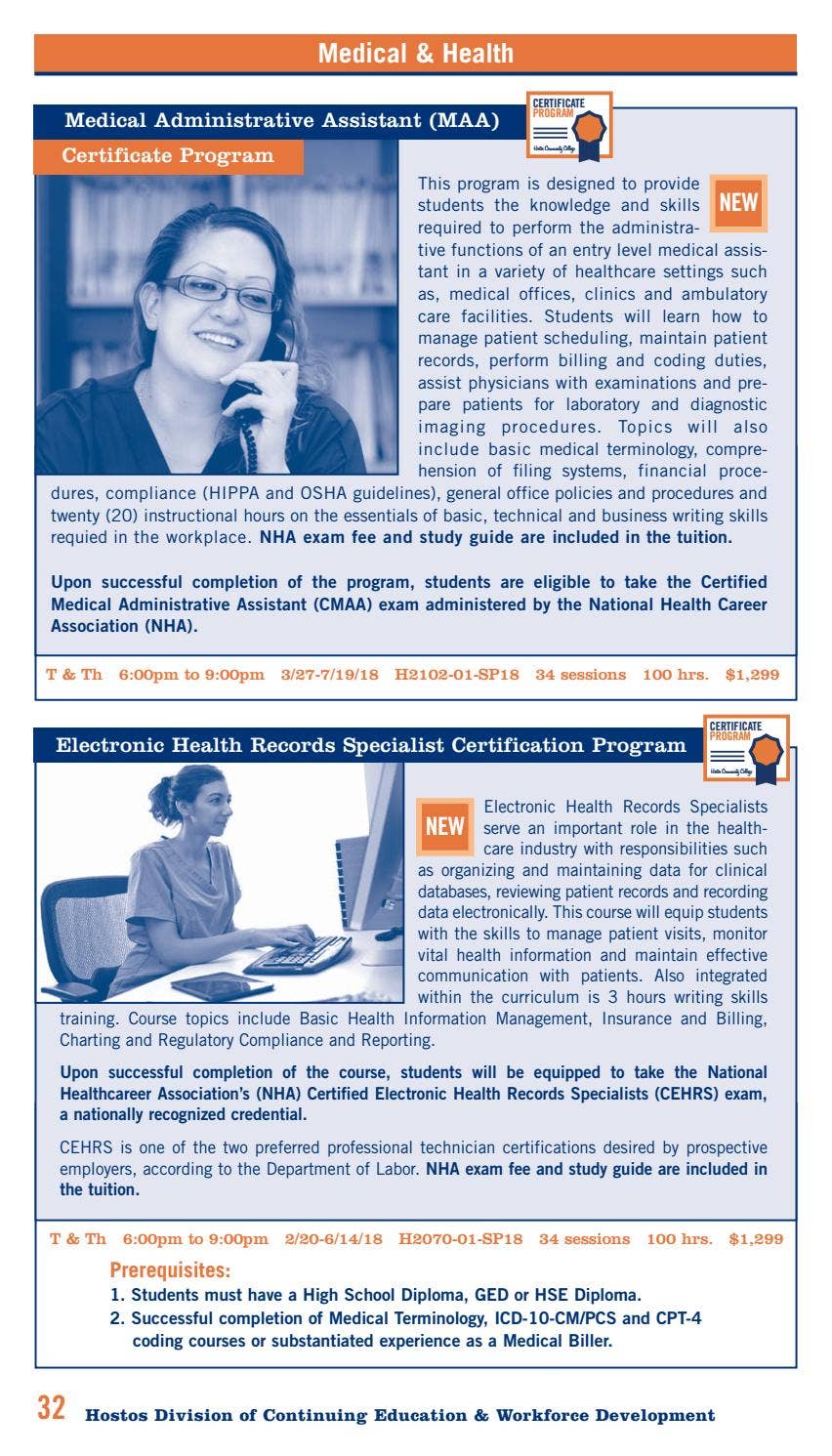 Spring 2018 Continuing Education Catalog by Hostos Community College