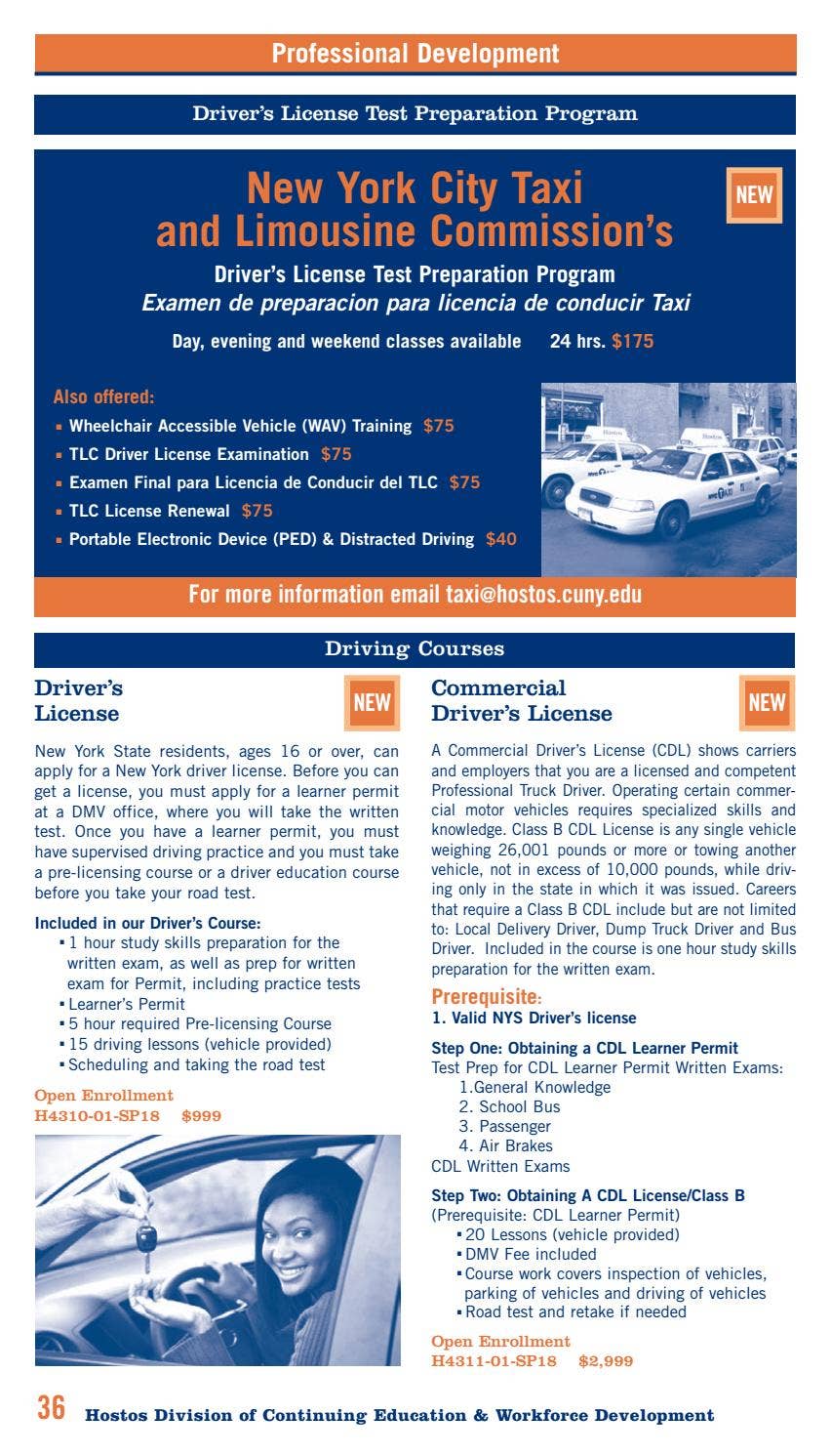 Spring 2018 Continuing Education Catalog by Hostos Community College