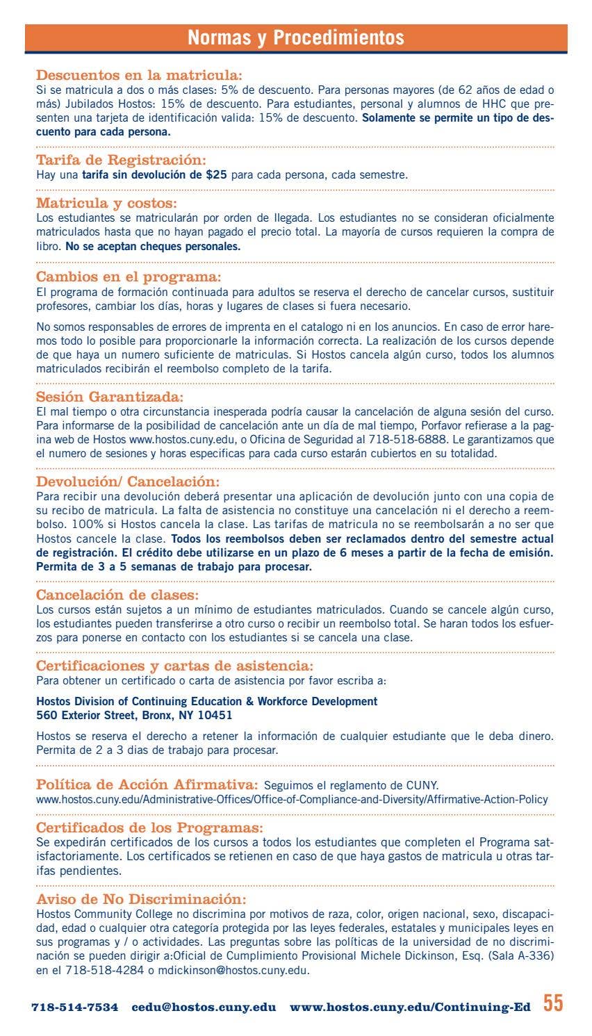 Spring 2018 Continuing Education Catalog by Hostos Community College