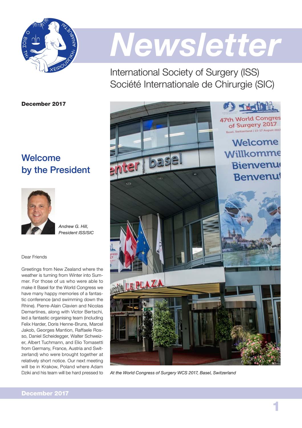 ISS/SIC Newsletter December 2017 by International Society of Surgery