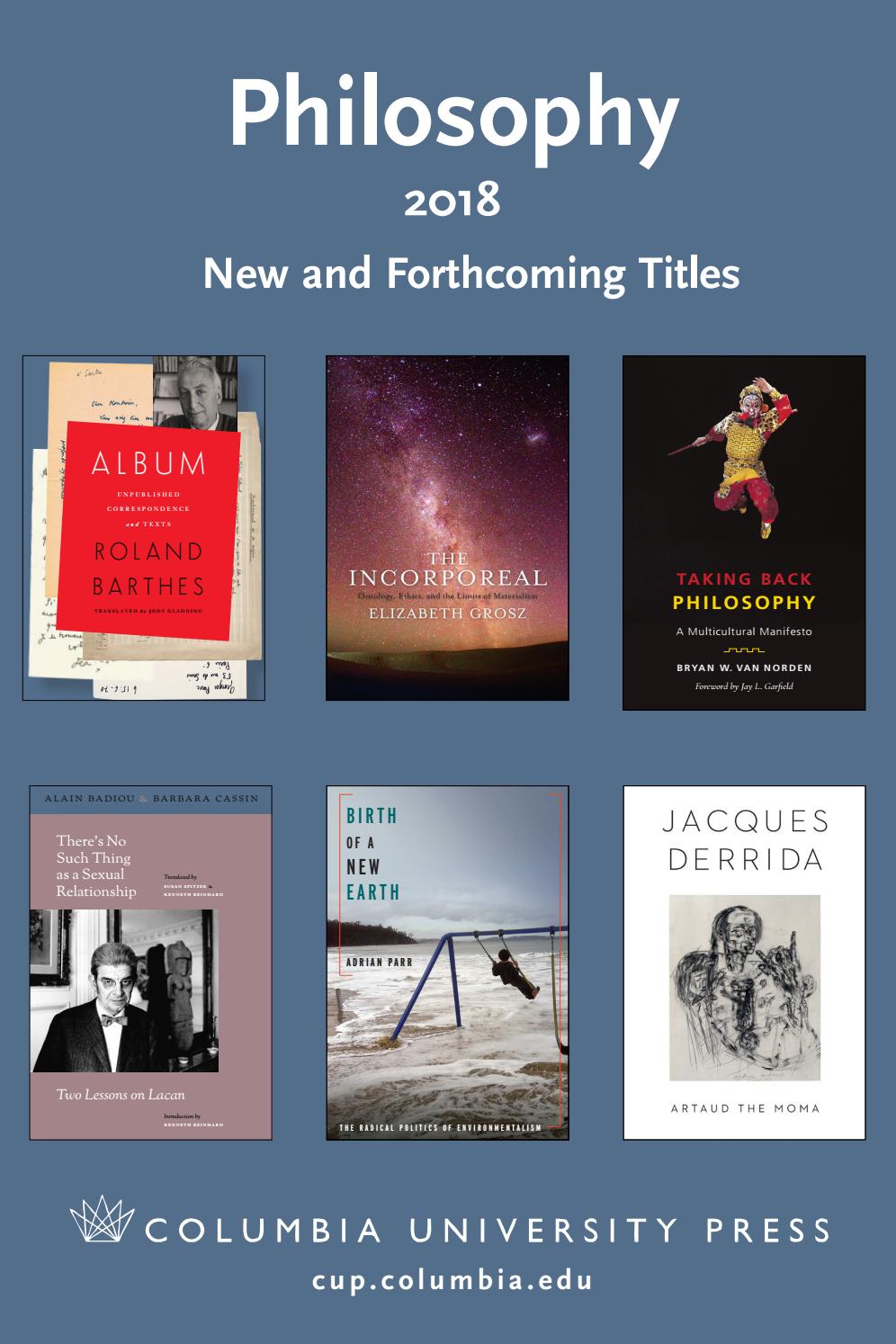 2018 Columbia University Press Philosophy Catalog by Columbia