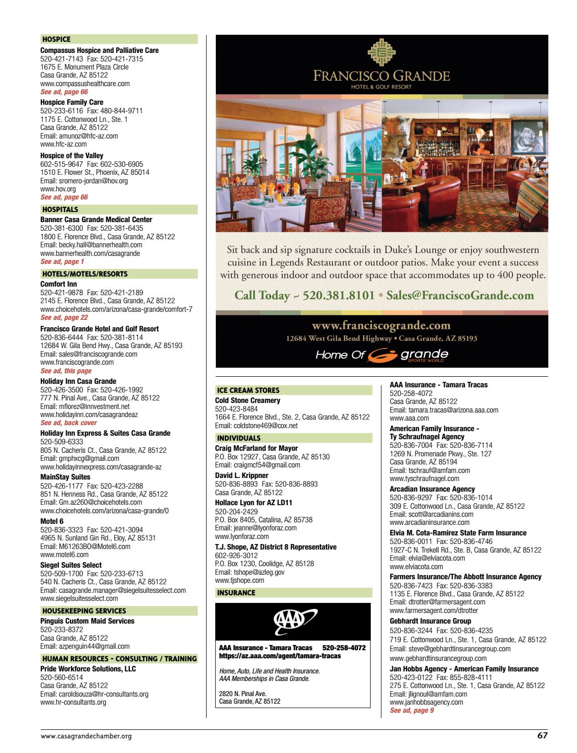 Casa Grande Chamber Of Commerce 2018 Business Directory And